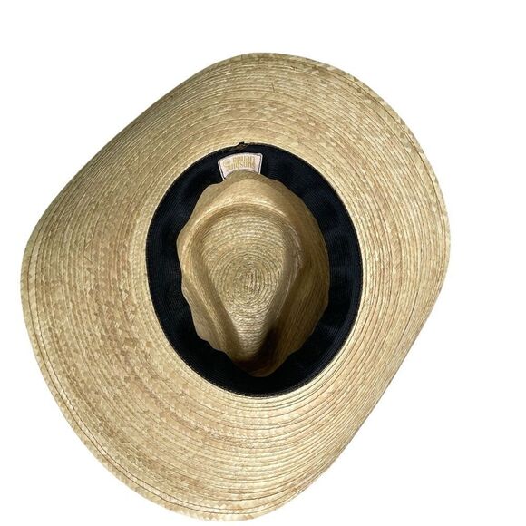 Sunshine Tienda Lidia Palm Hat Mustard Yellow Gingham Band Size M/L - Picture 7 of 12